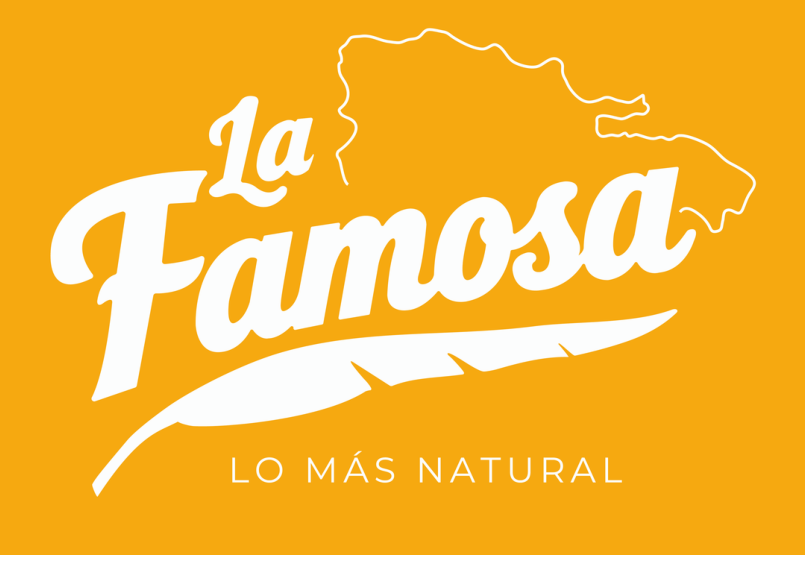 Lockup del logotipo La Famosa sobre fondo dorado
